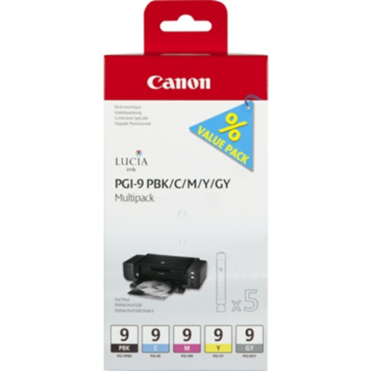 Canon PGI-9 Multipack PBK/C/M/Y/GY Mustepatruunas