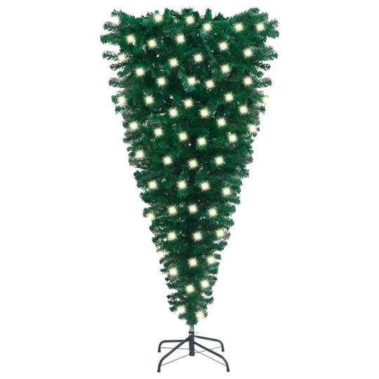 vidaXL Tekokuusi ylösalainen LED-valoilla vihreä 120 cm