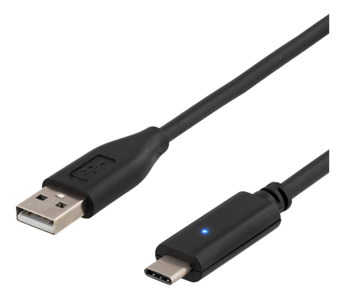 USB 2.0 -kaapeli, Type C - Type A Uros, 1 M, Musta