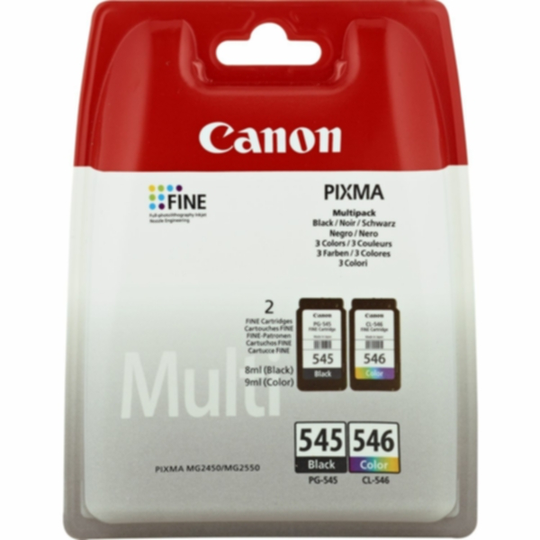 Multipakkaus mustepatruuna, CMY+BK (PG-545, CL-546)