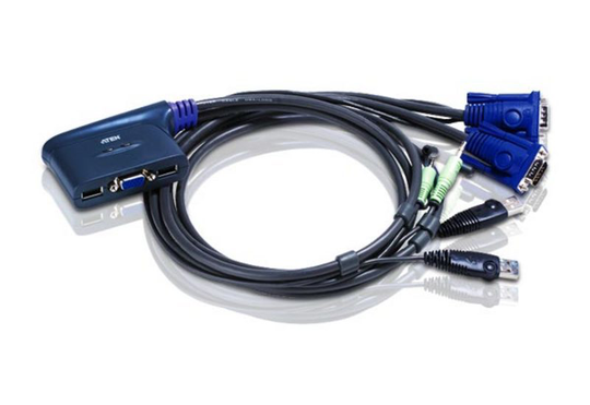 KVM Switch, 1 Console Controls 2 Computers, VGA, USB And Audio, 0.9m. A Compact KVM Switch With Buil