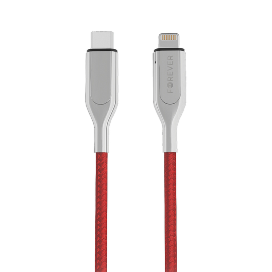 Forever Core Ultranopea USB Type-C / Lightning 2 4A lataus- ja synkronointikaapeli 1 5m punainen