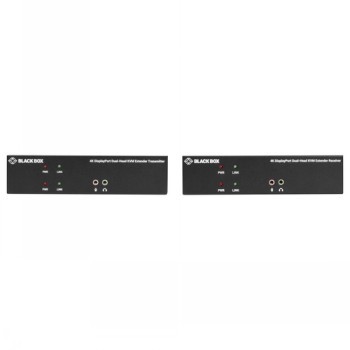 BLACK BOX KVX SERIES KVM EXTENDER OVER FIBER - 4K, DUAL-HEAD, DISPLAYPORT, USB 2.0 HUB, SERIAL, SFP,