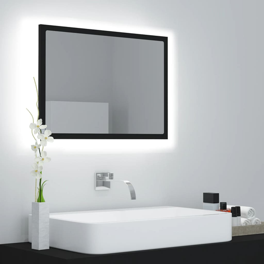 vidaXL LED-kylpyhuonepeili musta 60x8,5x37 cm akryyli