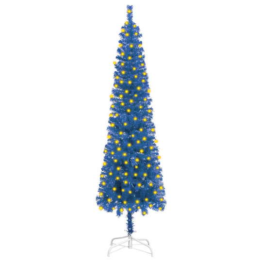 vidaXL Ohut joulukuusi LED-valoilla sininen 210 cm