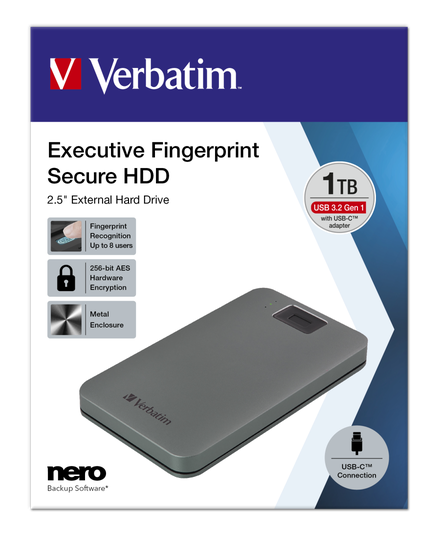 Executive Fingerprint Secure HDD USB 3.2 Gen 1 / USB-C 1TB