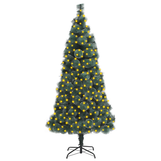 vidaXL Tekojoulukuusi LED-valoilla ja jalustalla vihreä 210 cm PET