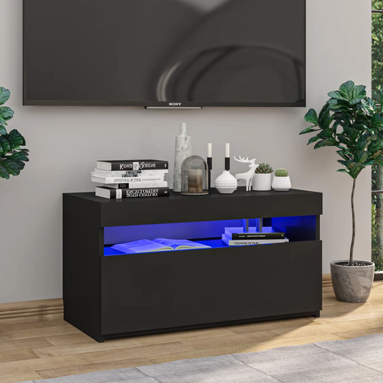 vidaXL TV-taso LED-valoilla musta 75x35x40 cm