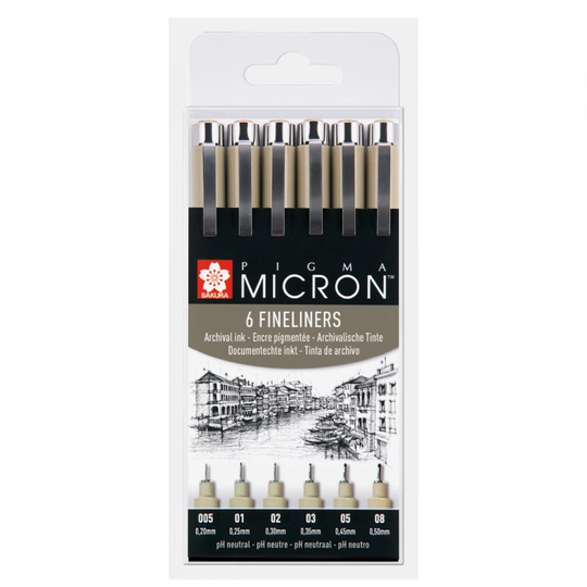 Sakura Pigma Micron Fineliner 6-setti