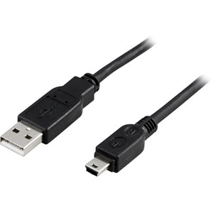 USB 2.0 Kaapeli A-tyyppi Uros - Mini B-tyyppi Uros, 1m, Musta