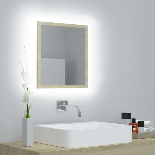 vidaXL LED-kylpyhuonepeili Sonoma-tammi 40x8,5x37 cm akryyli