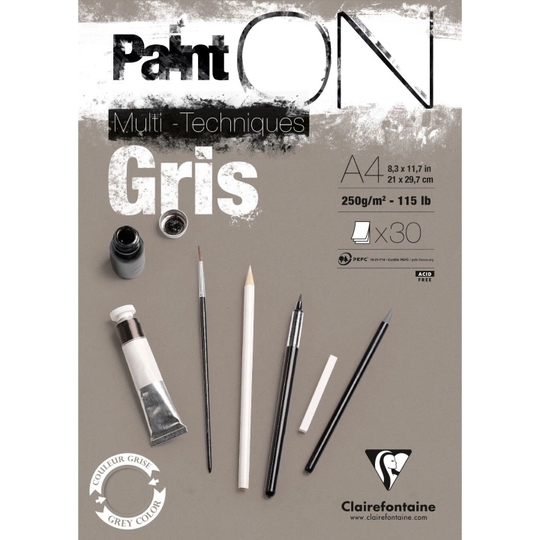 Clairefontaine Paint'ON Taiteilijalehtiö Gris A4