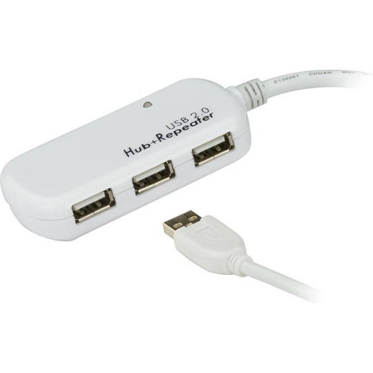 ATEN aktiivinen USB 2.0 jatkokaapeli sisäänrakennettu hubi x4 12m