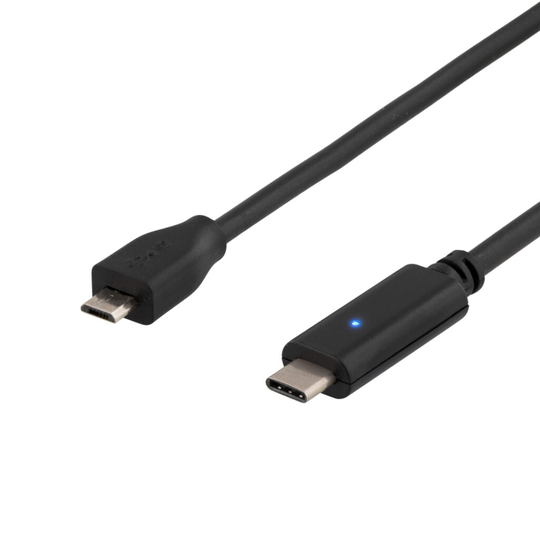 USB 2.0 Kaapeli, Tyyppi C - Tyyppi Micro- B Uros, 0,5m, Musta