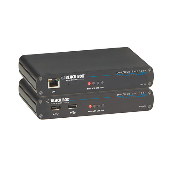 BLACK BOX LRX SERIES KVM EXTENDER - DVI-D, USB 2.0, RS232, AUDIO, SINGLE-ACCESS, CATX