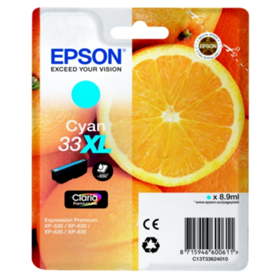 Epson 33XL Mustepatruuna syaani, 650 sivua