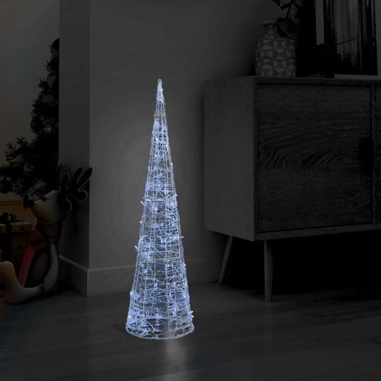vidaXL LED-koristevalopyramidi kylmä valkoinen akryyli 90 cm