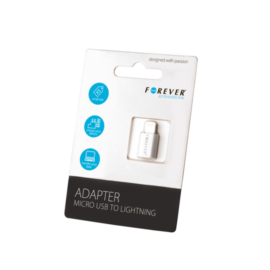 Forever adapteri micro USB liitännästä Lightning liittimeen