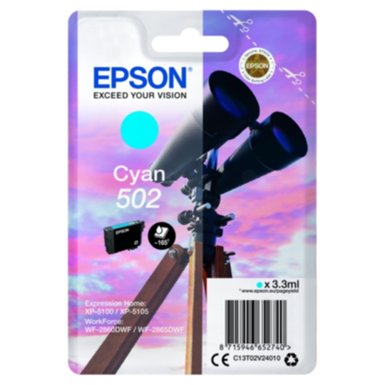 Epson 502 Mustepatruuna syaani, 160 sivua