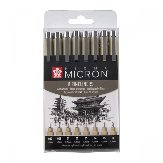 Sakura Pigma Micron Fineliner 8-set Black