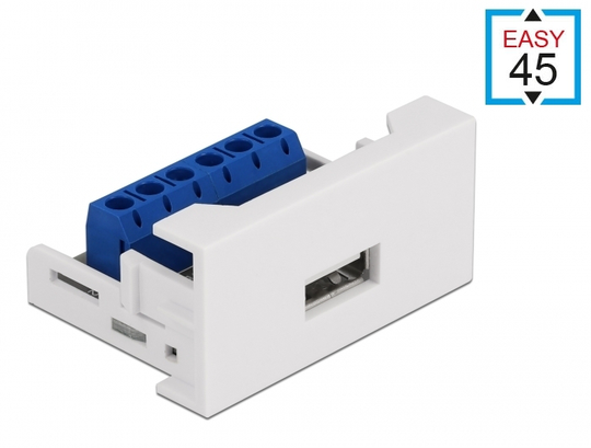 Easy 45 Module USB 2.0 Type-A Female To Terminal Block 22.5 X 45 Mm, White
