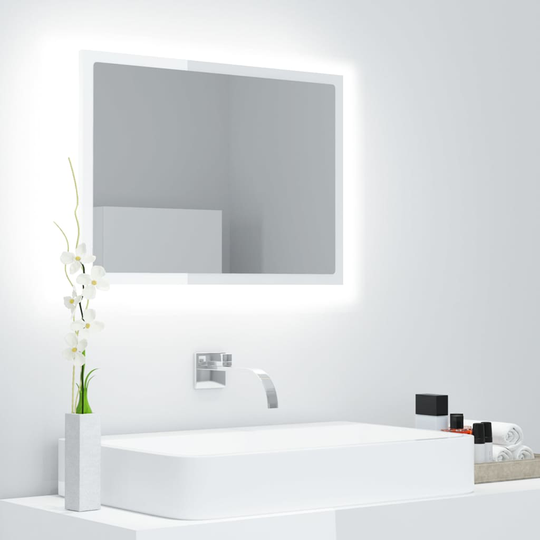 vidaXL Kylpyhuonepeili LED korkeakiilto valk. 60x8,5x37 cm akryyli