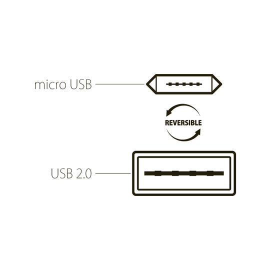 Forever Reversible Kaksipuolinen käännettävä Micro USB kaapeli - Musta