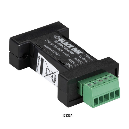 BLACK BOX USB 2.0 TO RS-485 4-WIRE CONVERTER - TERMINAL BLOCK, 1-PORT