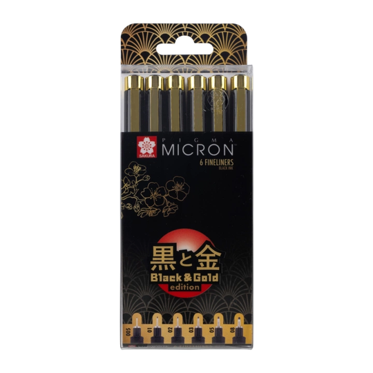 Sakura Pigma Micron Black & Gold Edition Fineliner 6-setti