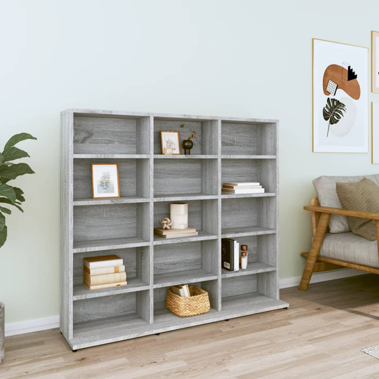 vidaXL CD-hylly harmaa Sonoma 102x23x89,5 cm tekninen puu