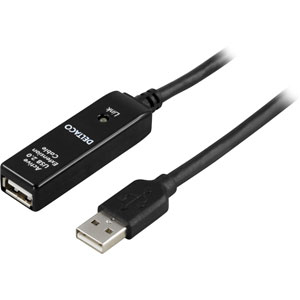 PRIME USB 2.0 -jatkokaapeli, Aktiivinen, Type A Uros - Type A Naaras, 5 M, Musta