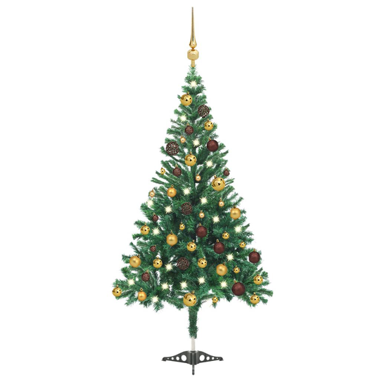 vidaXL Tekojoulukuusi LED-valoilla ja palloilla 120 cm 230 oksaa
