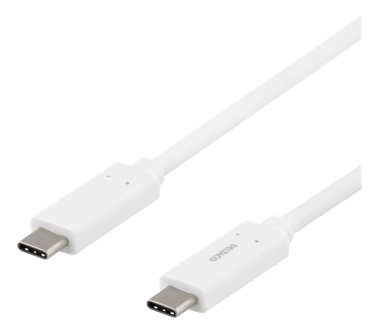 USB-C-kaapeli, 0,5 M, USB 3.1 Gen 1, 3A, Valkoinen