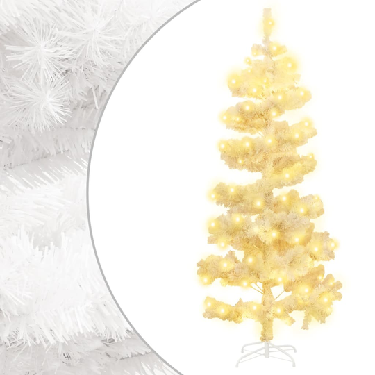vidaXL Pyörrejoulukuusi telineellä ja LED-valoilla valk. 180 cm PVC