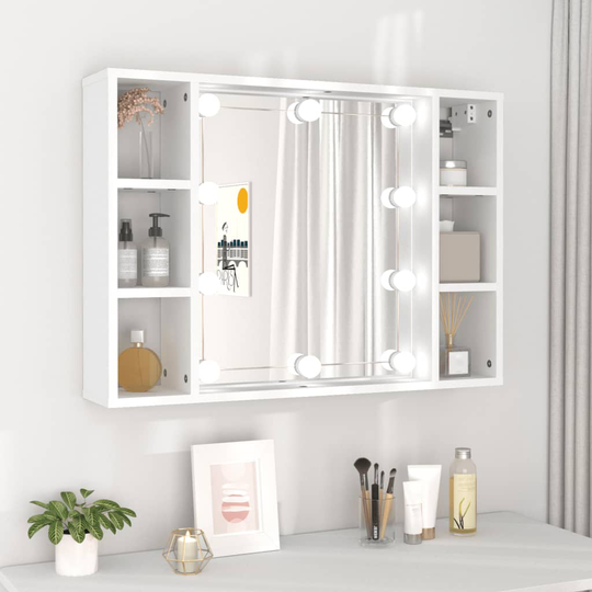 vidaXL Peilikaappi LED-valoilla valkoinen 76x15x55 cm