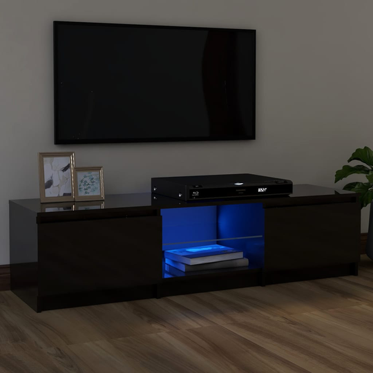 vidaXL TV-taso LED-valoilla korkeakiilto harmaa 120x30x35,5 cm