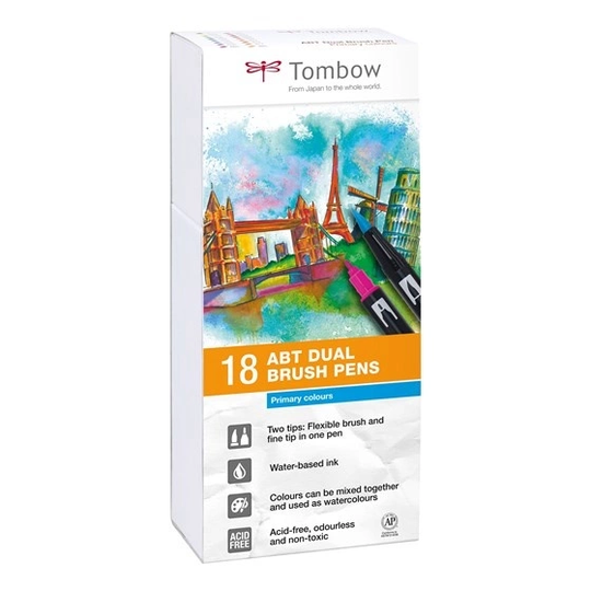 Tombow ABT Dual Brush Pen 18-setti Primary