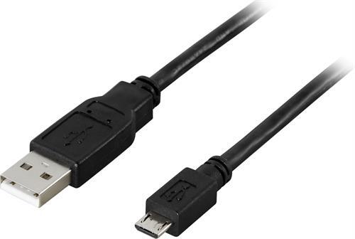 USB 2.0 Kaapeli Tyyppi A Ur - Tyyppi Micro B Ur, 5-pin, 0,25m, Musta