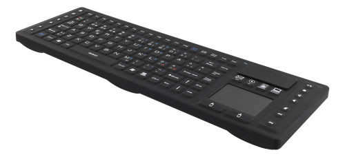 Langaton Näppäimistö Kosketuslevyllä, IP65, 2,4 GHz, 18 Mediapainiketta, Musta