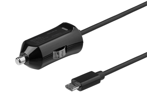 Micro USB -autolaturi, 12/24 V, 1 M, 2,4 A, 12 W, Musta