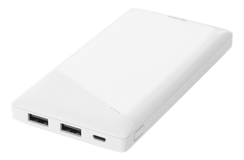 Varavirtalähde, 10 000 MAh, 2,1 A, 10,5 W, 37 Wh, 2 X USB-A, Valkoinen