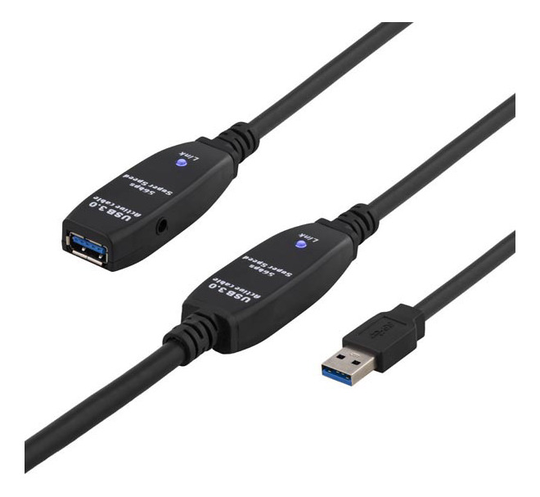 PRIME USB 3.0-jatkokaapeli, Aktiivinen, A Uros - A Naaras, 10m, Musta