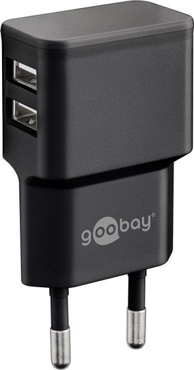 Dual USB-A Charger 2.4 A 12W, Black