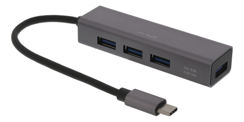 USB-C-pienoishubi, 4 USB-A-porttia, USB 3.1 Gen 1, Tähtiharmaa