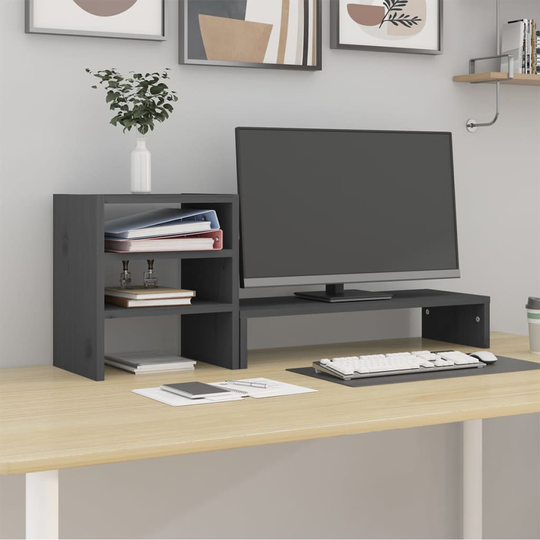 vidaXL Näyttökoroke harmaa 81x20x30 cm täysi mänty