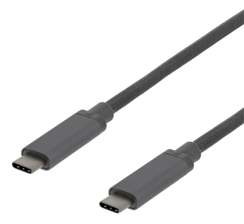 USB-C-kaapeli, 1 M, 60 W USB PD, 10 Gbps, Harmaa