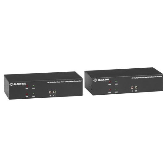 BLACK BOX KVX SERIES KVM EXTENDER OVER CATX – 4K, DUAL-HEAD, DISPLAYPORT, USB 2.0, SERIAL, AUDIO,