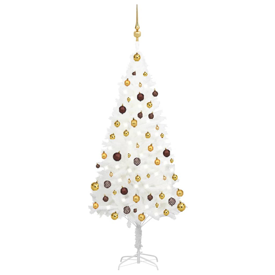 vidaXL Tekojoulukuusi LED-valoilla ja palloilla valkoinen 150 cm