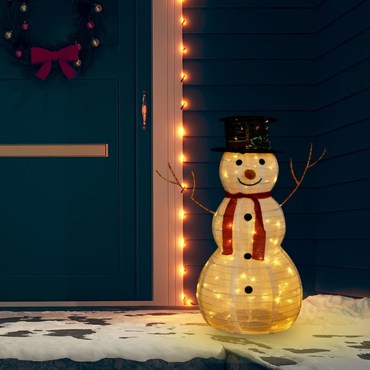 vidaXL Lumiukko joulukoriste LED-valoilla ylellinen kangas 90 cm
