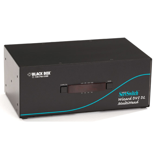 BLACK BOX WIZARD KVM SWITCH - DUAL-HEAD, DVI-D DUAL-LINK, USB TRUE EMULATION, AUDIO, 4-PORT